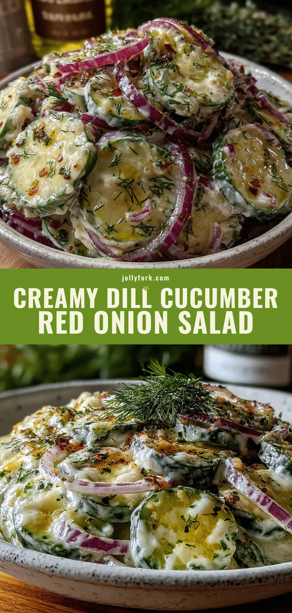 creamy dill cucumber red onion salad recipe