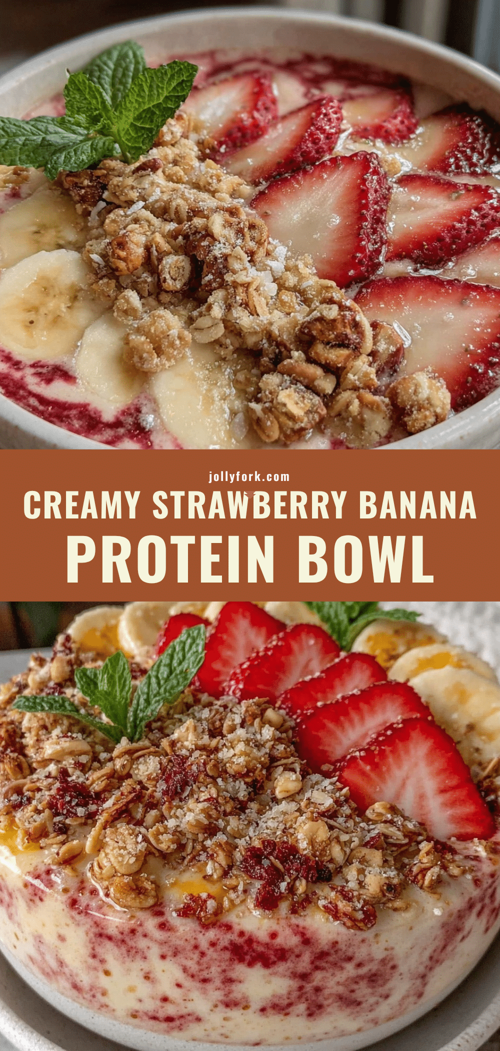 creamy strawberry banana protein smoothie bowl recipe
