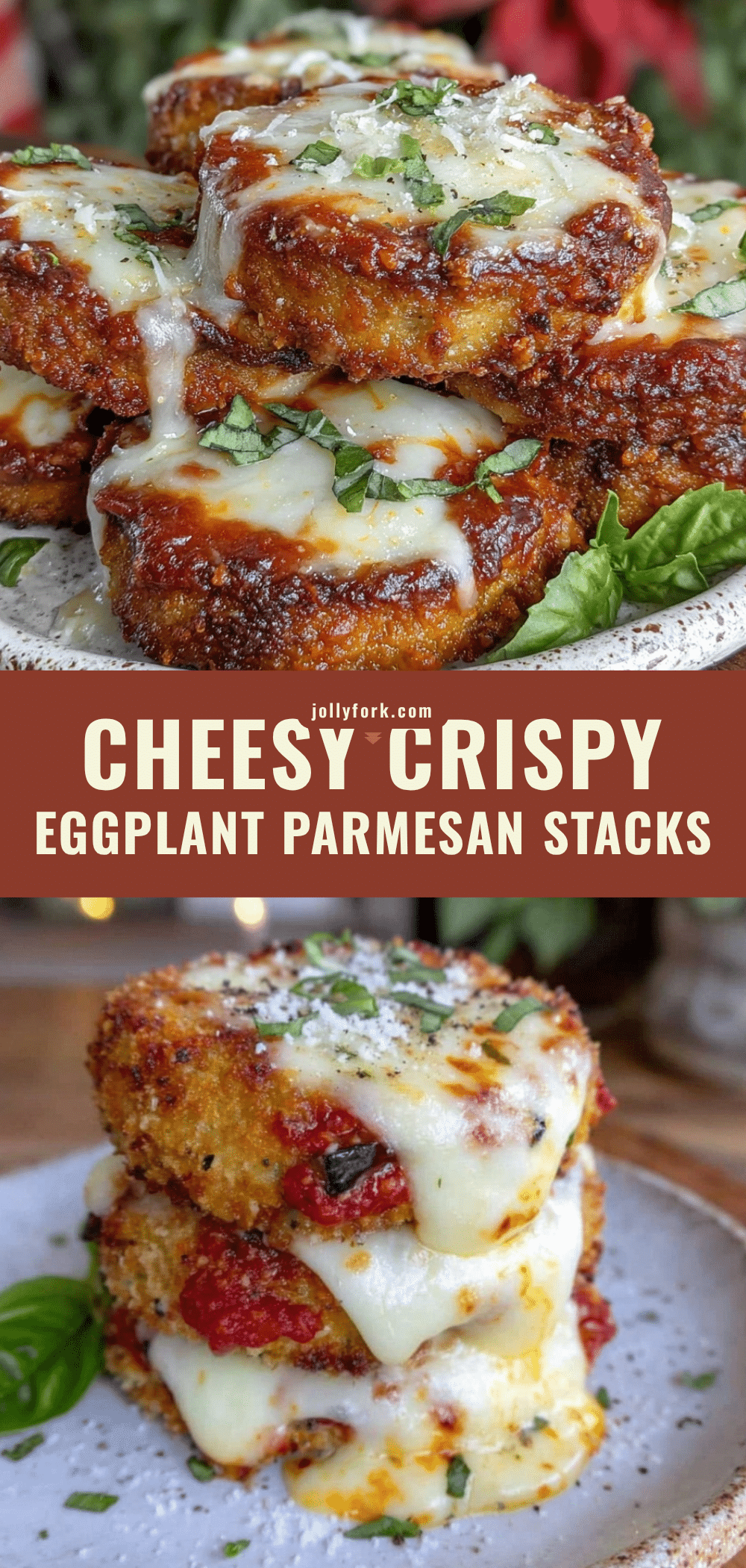 crispy cheesy eggplant parmesan stacks recipe