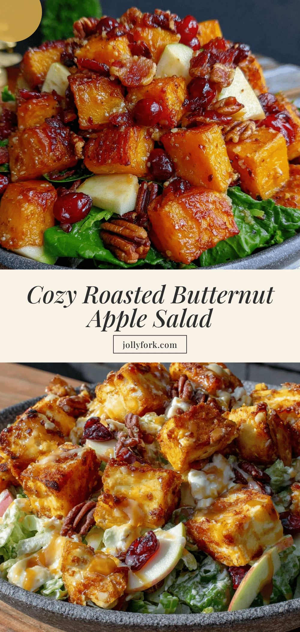 cozy roasted butternut squash and apple fall salad recipe