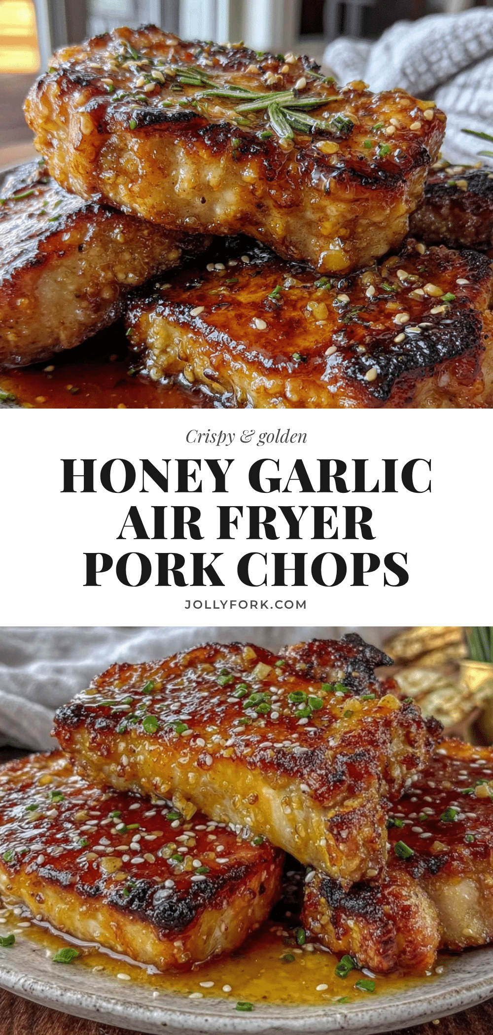 crispy honey garlic air fryer pork chops recipe
