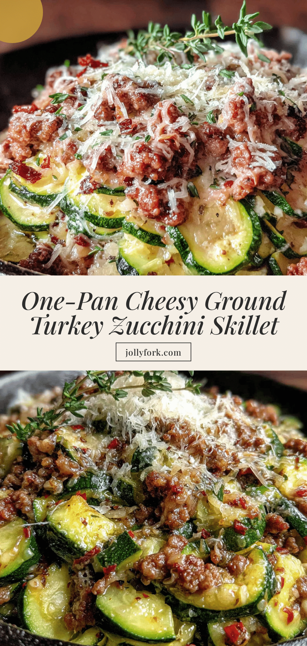 easy one-pan cheesy ground turkey zucchini skillet recipe