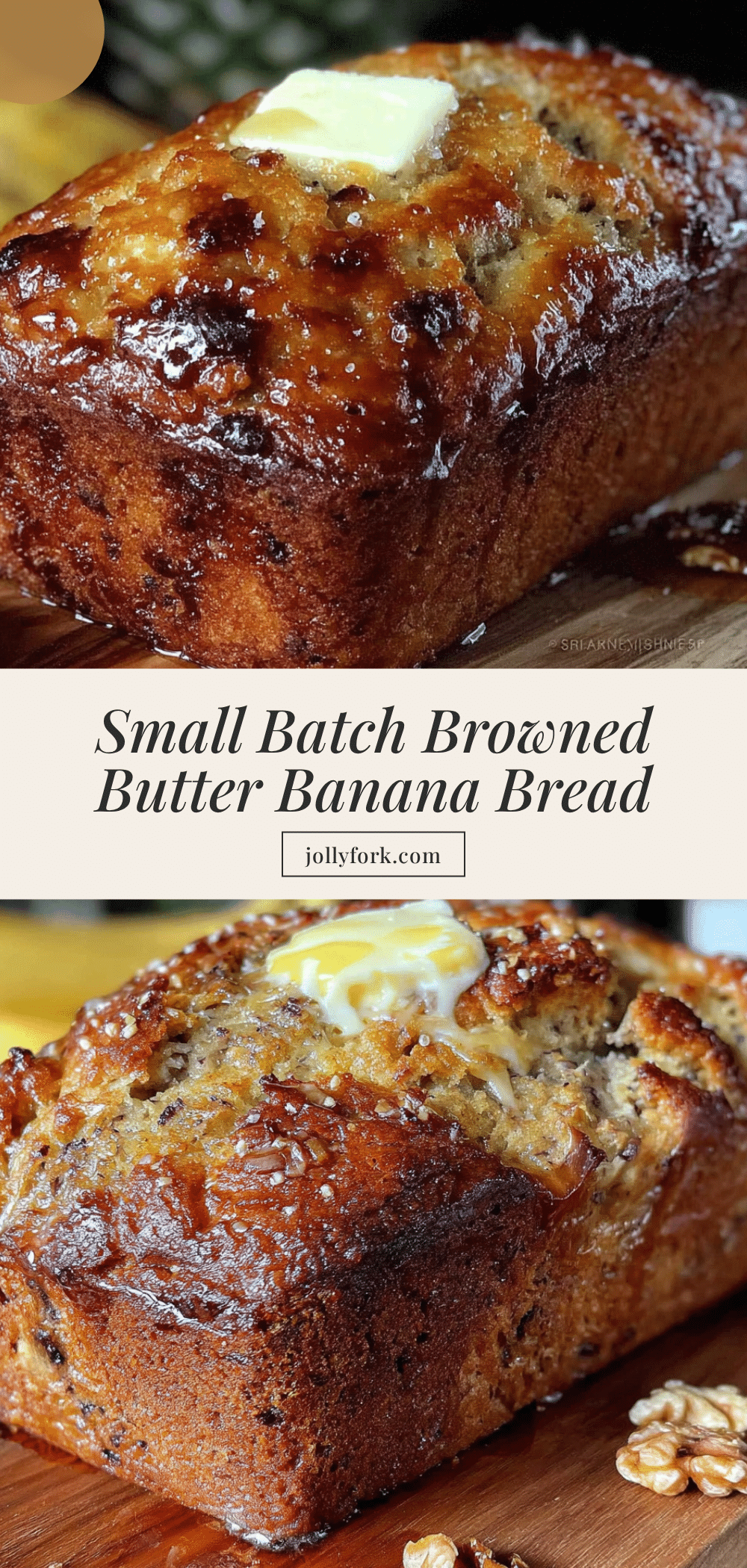 small batch browned butter banana bread recipe