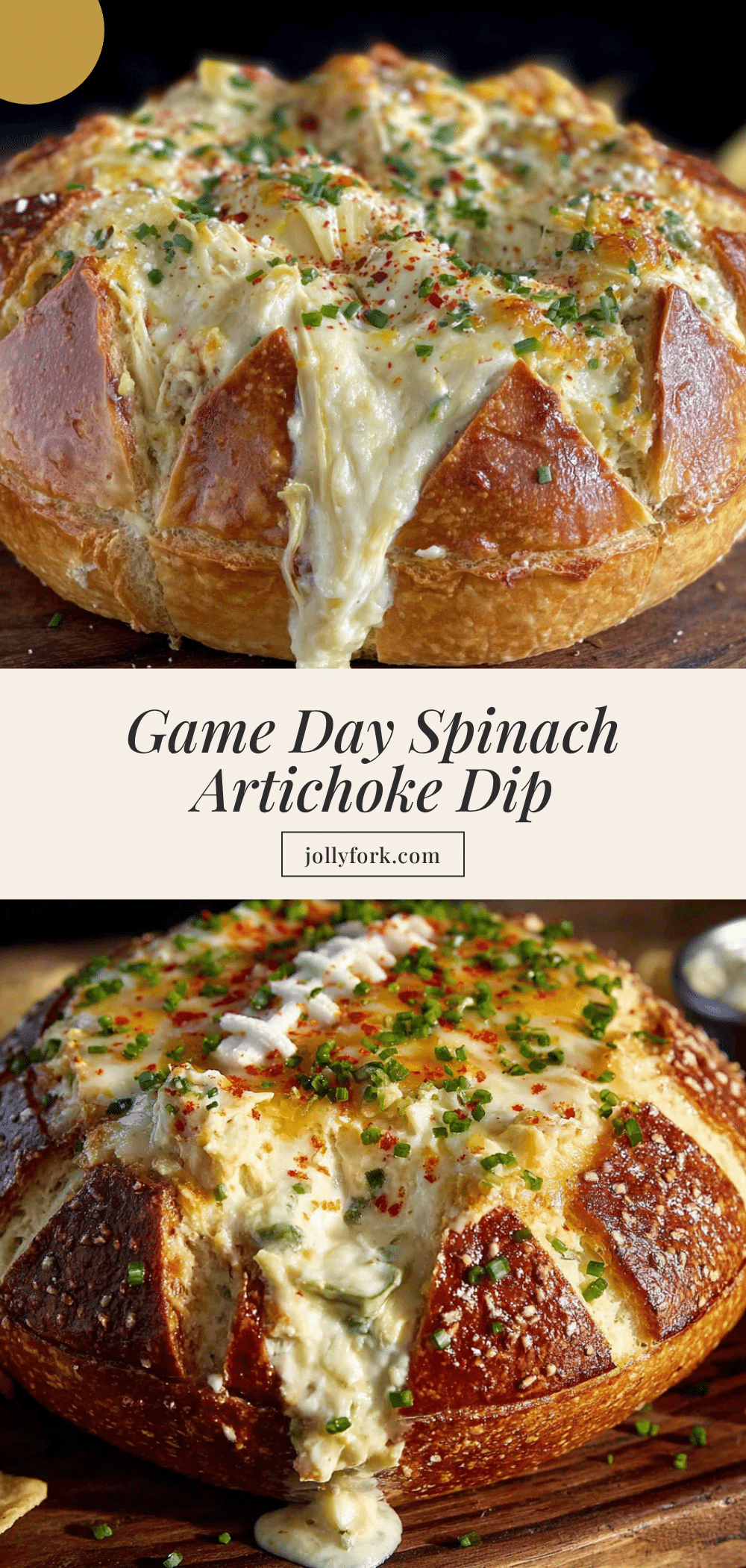 baked spinach artichoke dip football bowl recipe