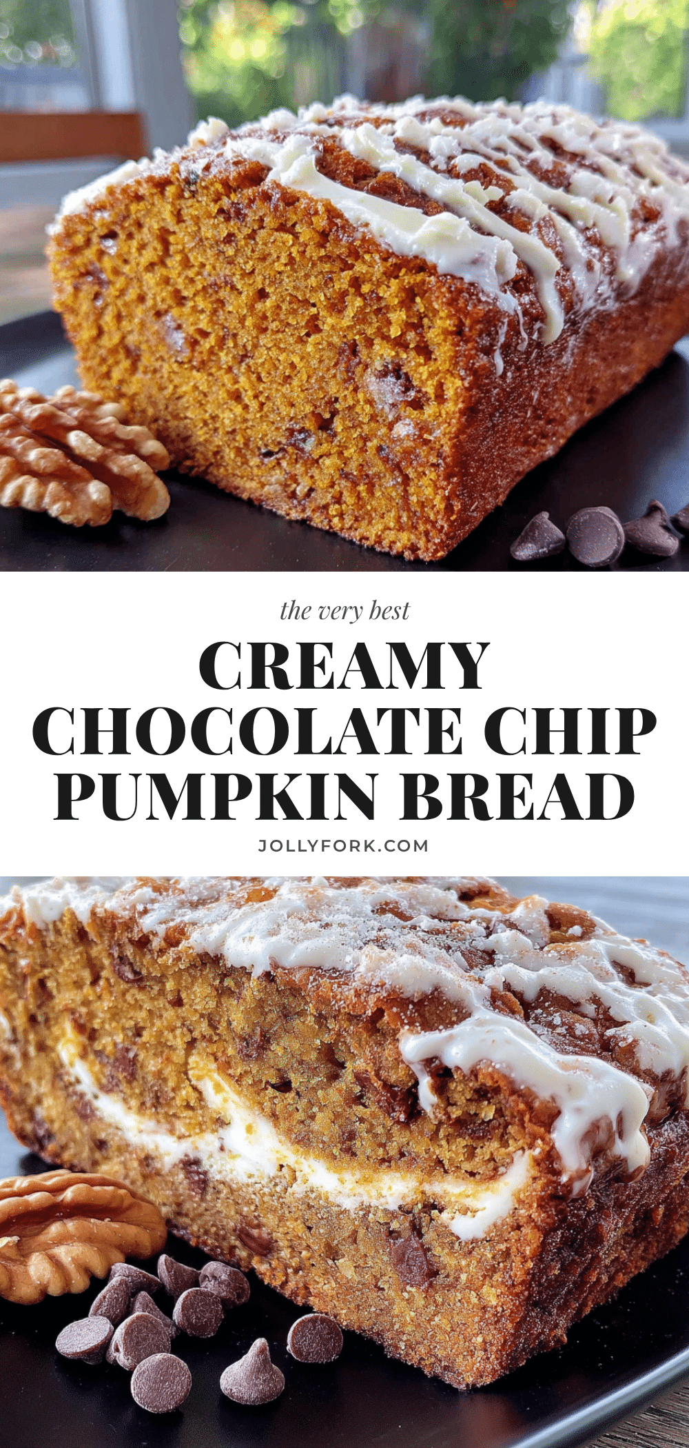 chocolate chip pumpkin bread with cream cheese swirl recipe