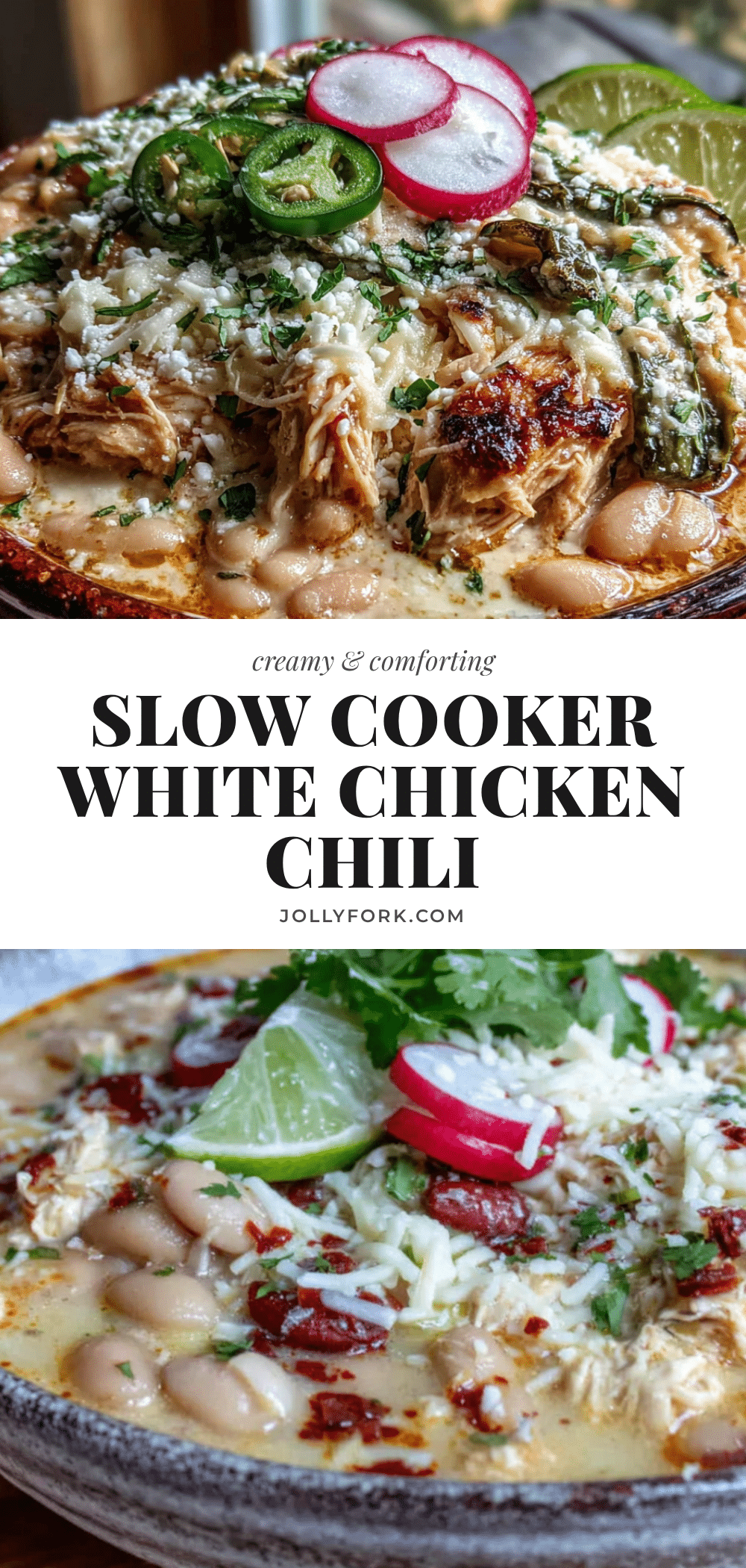 Creamy White Chicken Chili with Roasted Poblanos recipe