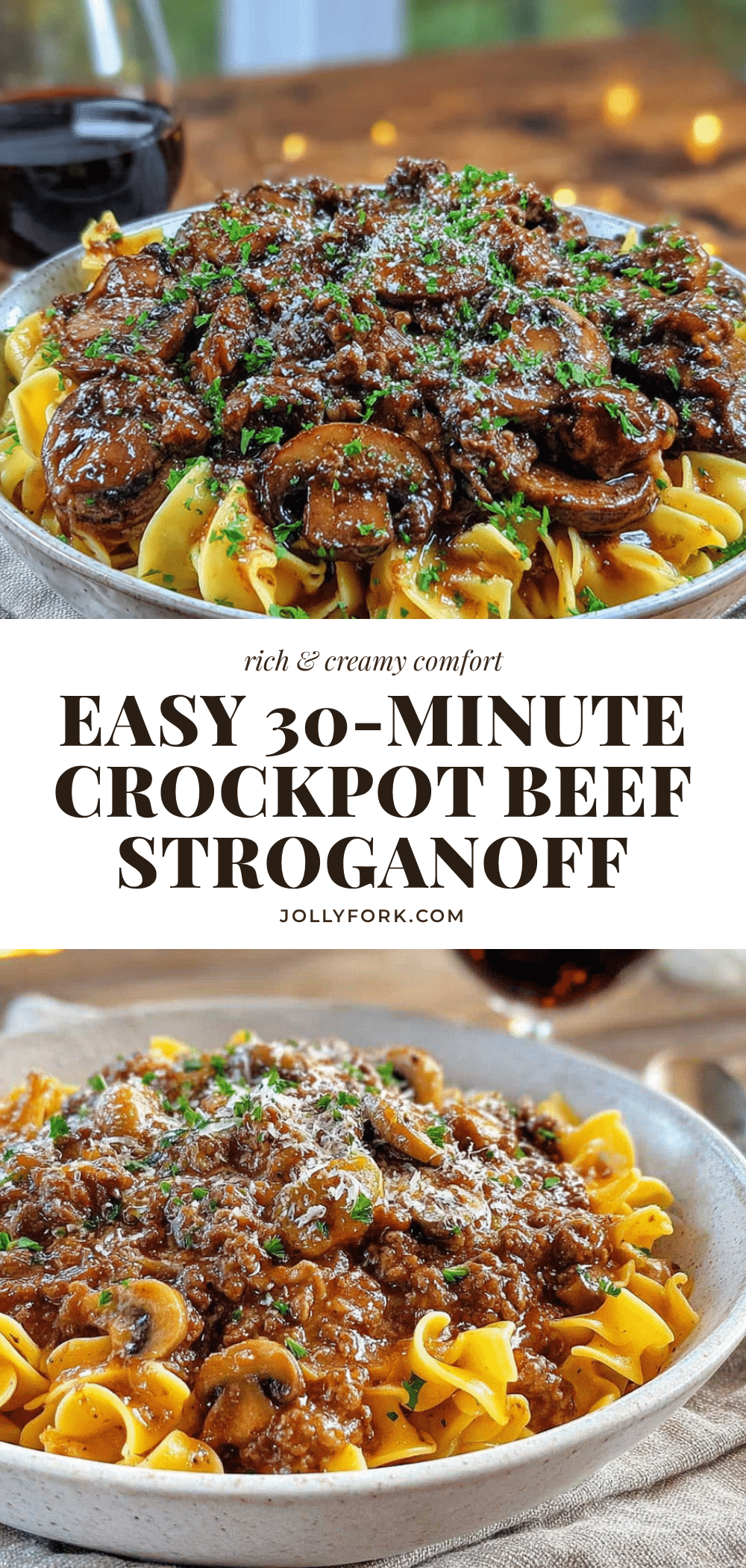 Easy 30-Minute Crockpot Ground Beef Stroganoff recipe