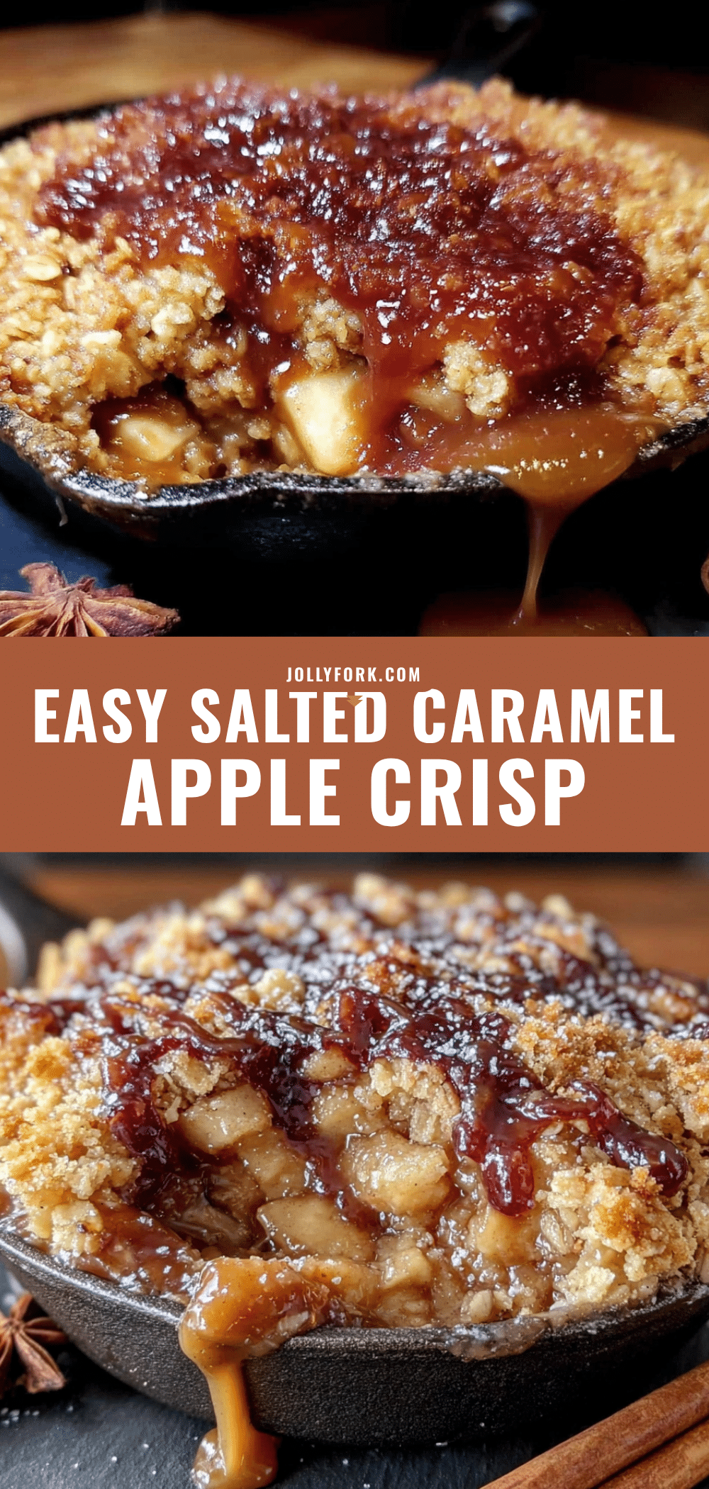 easy salted caramel apple crisp with oat crumble recipe