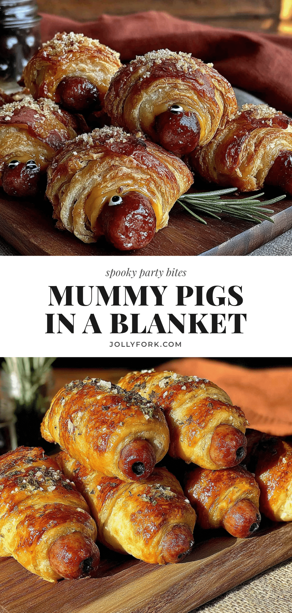 Easy Spooky Mummy Pigs in a Blanket recipe