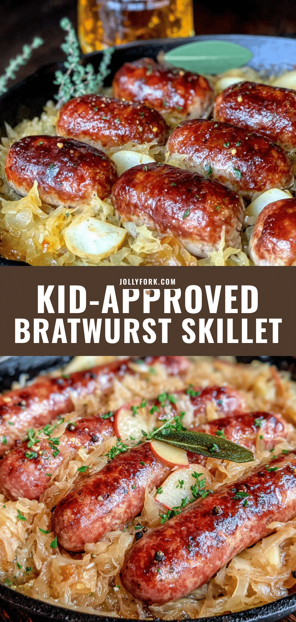 German bratwurst skillet with sauerkraut and apples recipe