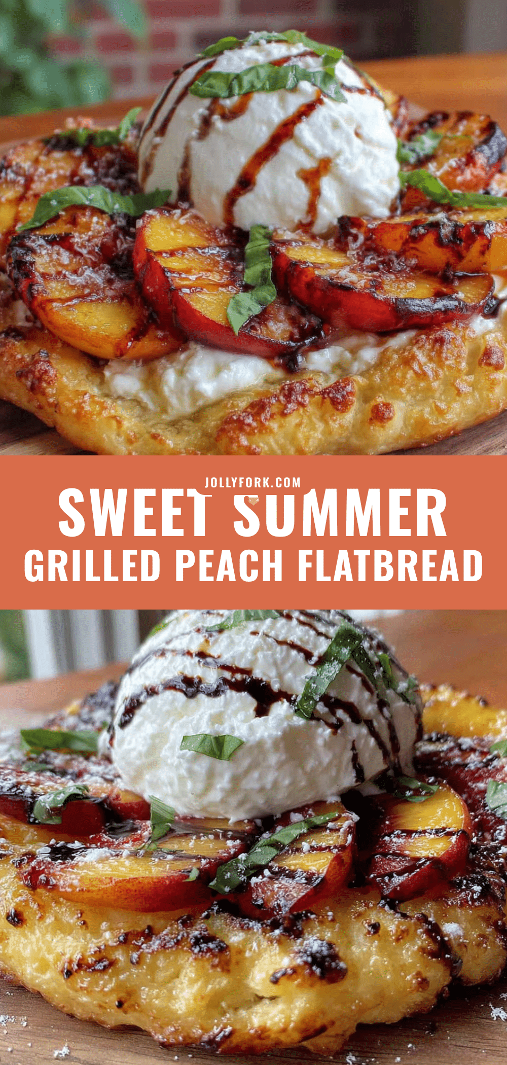 grilled peach and burrata flatbread recipe