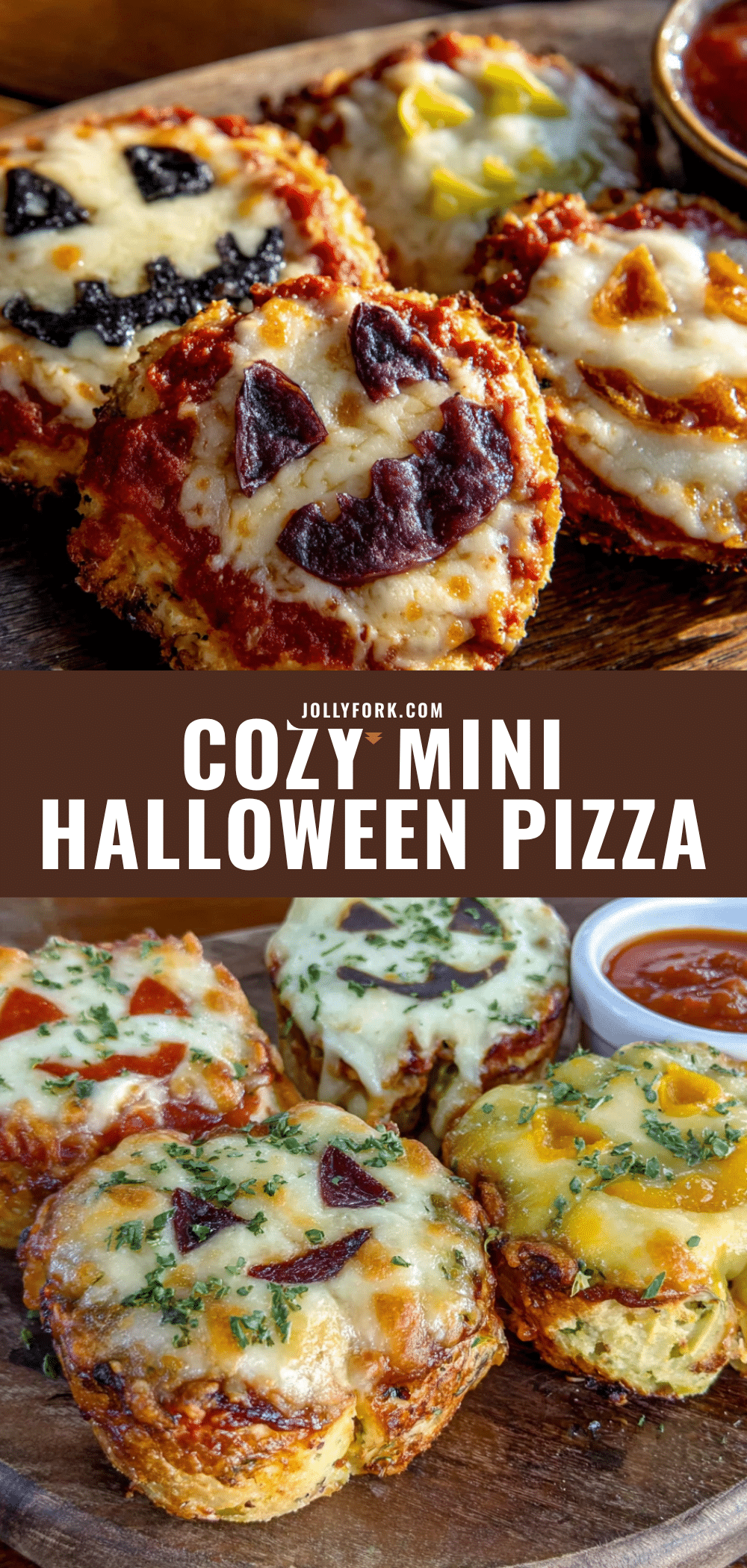 Cozy Mini Halloween Pizza Faces recipe