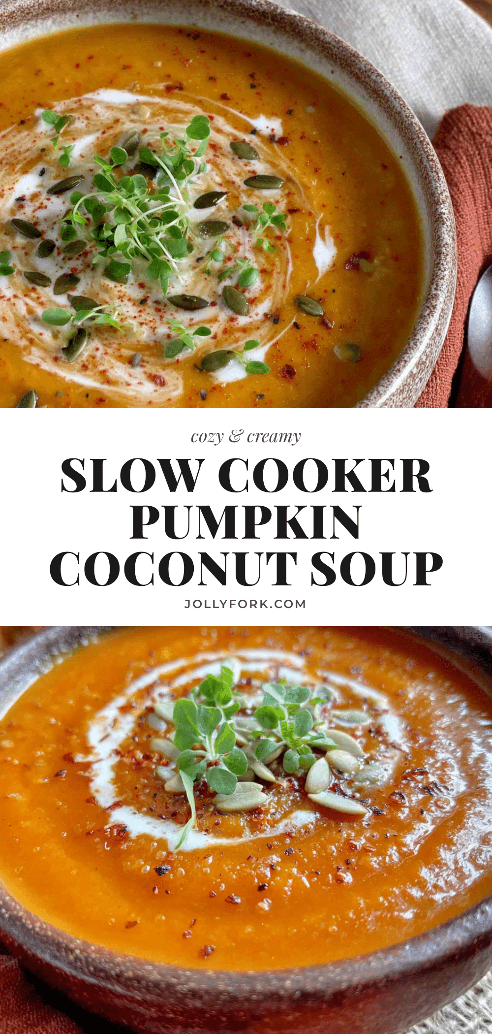 creamy slow cooker pumpkin coconut soup recipe