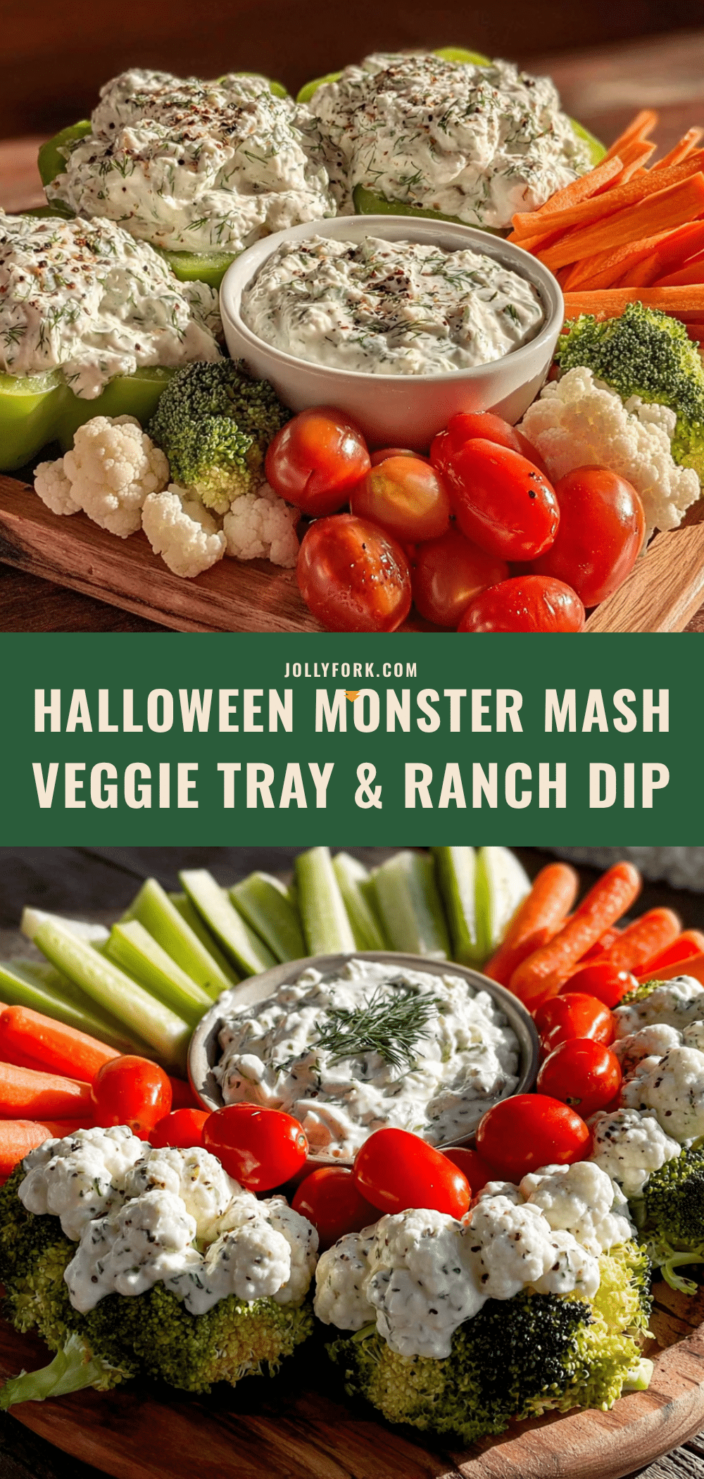 Halloween Monster Mash Veggie Tray with Ranch Dip recipe