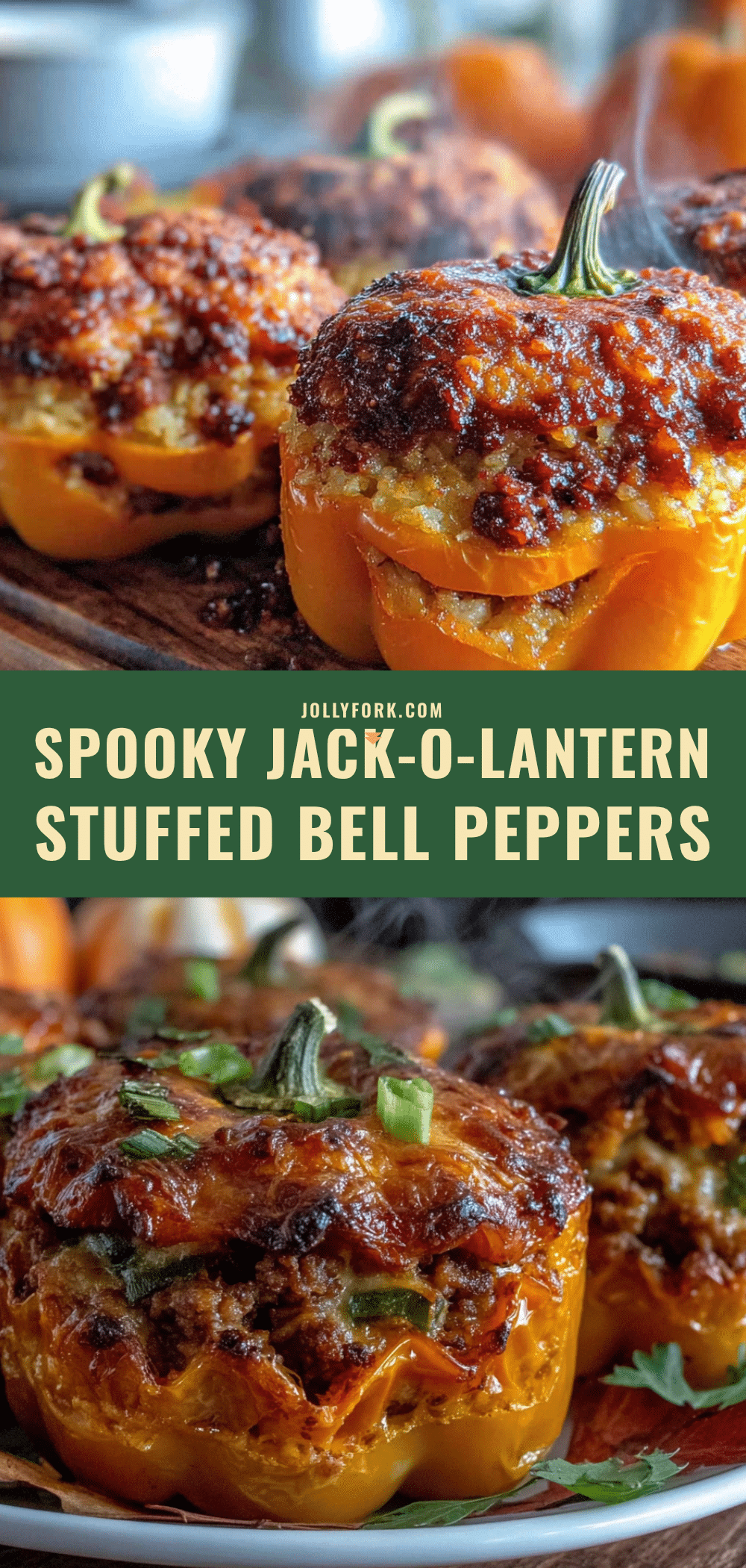 Jack-O-Lantern Stuffed Bell Peppers recipe